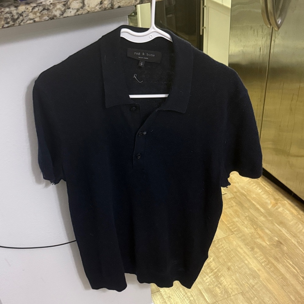 Rag & Bone Men's Dark Blue Polo sweater Shirt - Picture 2 of 5
